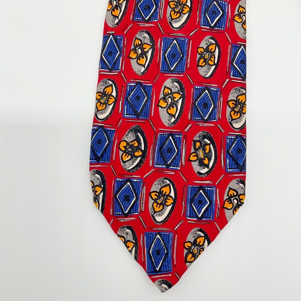 Robert Talbott Studio Nordstrom Luxury Tie Necktie Red Blue Geometric Silk USA
